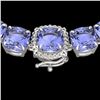 Image 1 : 100 ctw Tanzanite & Diamond Micro Eternity Necklace 14k White Gold - REF-1618H2R