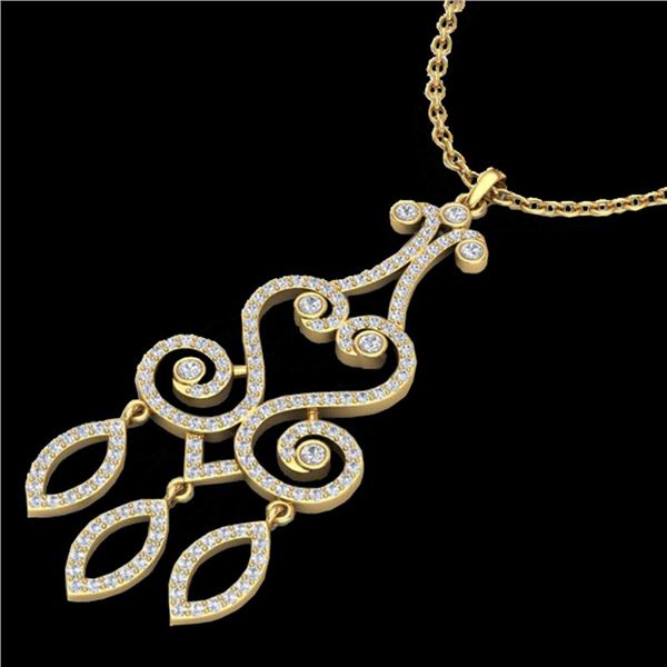 1.60 ctw VS/SI Diamond Micro Pave Designer Necklace 14k Yellow Gold - REF-167Y3X