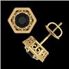 Image 3 : 1.07 ctw Fancy Black Diamond Art Deco Stud Earrings 18k Yellow Gold - REF-73Y3X