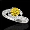 Image 1 : 2 ctw SI/I Fancy Intense Yellow Diamond Bypass Ring 10k White Gold - REF-259N3F