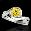 Image 1 : 1.15 ctw Certified SI/I Fancy Intense Yellow Diamond Ring 10k White Gold - REF-182X8A