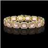Image 1 : 37.11 ctw Morganite & Diamond Micro Pave Halo Bracelet 10k Yellow Gold - REF-787X3A