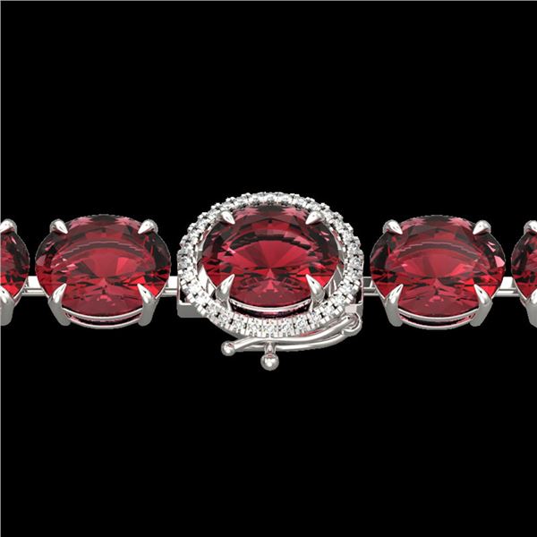 65 ctw Pink Tourmaline & Micro Diamond Bracelet 14k White Gold - REF-981W8H