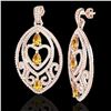 Image 2 : 7 ctw Yellow Sapphire & Diamond Heart Earrings 14k Rose Gold - REF-418M2G