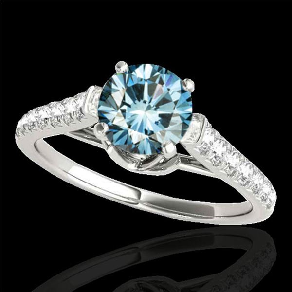 1.46 ctw SI Certified Fancy Blue Diamond Solitaire Ring 10k White Gold - REF-122X8A