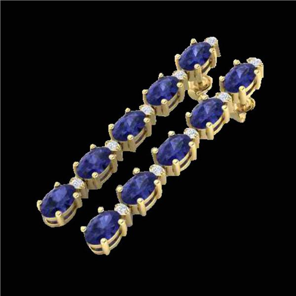 10.36 ctw Tanzanite & VS/SI Certified Diamond Earrings 10k Yellow Gold - REF-102R2K