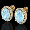 Image 1 : 5 ctw Aquamarine & Micro Pave VS/SI Diamond Earrings 18k Yellow Gold - REF-102N8F
