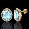 Image 2 : 5 ctw Aquamarine & Micro Pave VS/SI Diamond Earrings 18k Yellow Gold - REF-102N8F