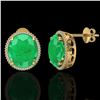 Image 2 : 25 ctw Emerald & Micro Pave VS/SI Diamond Earrings 18k Yellow Gold - REF-254M5G
