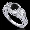 Image 1 : 2.16 ctw Fancy Black Diamond Art Deco 3 Stone Ring 18k White Gold - REF-254Y5X