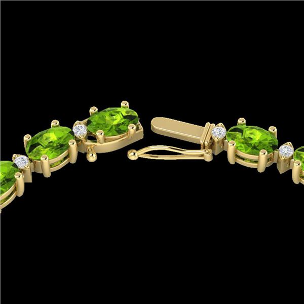 34 ctw Peridot & VS/SI Diamond Certified Necklace White 10k Yellow Gold - REF-213A6N