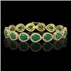 Image 1 : 30.06 ctw Emerald & Diamond Micro Pave Halo Bracelet 10k Yellow Gold - REF-393Y3X
