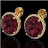 Image 1 : 20 ctw Garnet & Micro Pave VS/SI Diamond Earrings 18k Yellow Gold - REF-118N2F
