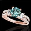 Image 1 : 1.5 ctw SI Certified Fancy Blue Diamond 3 Stone Ring 10k Rose Gold - REF-129G5W
