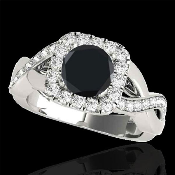 2 ctw Certified VS Black Diamond Solitaire Halo Ring 10k White Gold - REF-68R3K