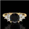 Image 2 : 1.5 ctw Fancy Black Diamond Engagment Ring 18k Yellow Gold - REF-120G2W