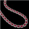 Image 2 : 84.94 ctw Ruby & Diamond Micro Pave Halo Necklace 10k White Gold - REF-930A2N