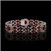 Image 1 : 16.47 ctw Garnet & Diamond Bracelet 14K White Gold - REF-254W5H