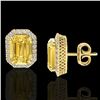 Image 2 : 8.40 ctw Citrine & Micro Pave VS/SI Diamond Earrings 18k Yellow Gold - REF-80F2M