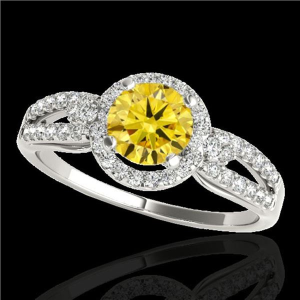 1.25 ctw Certified SI/I Fancy Intense Yellow Diamond Ring 10k White Gold - REF-190X9A