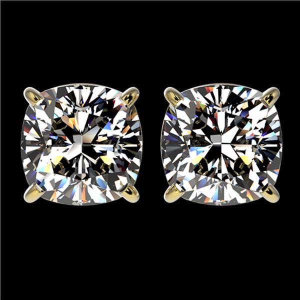 2.50 ctw VS/SI Quality Cushion Diamond Stud Earrings 10k Yellow Gold - REF-601A4N