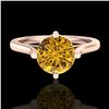 Image 2 : 1.25 ctw Intense Fancy Yellow Diamond Art Deco Ring 18k Rose Gold - REF-345R5K