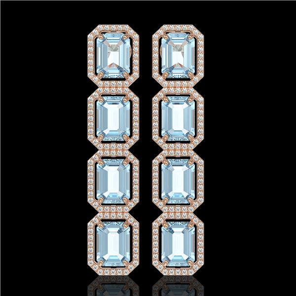 18.99 ctw Sky Topaz & Diamond Micro Pave Halo Earrings 10k Rose Gold - REF-178H2R