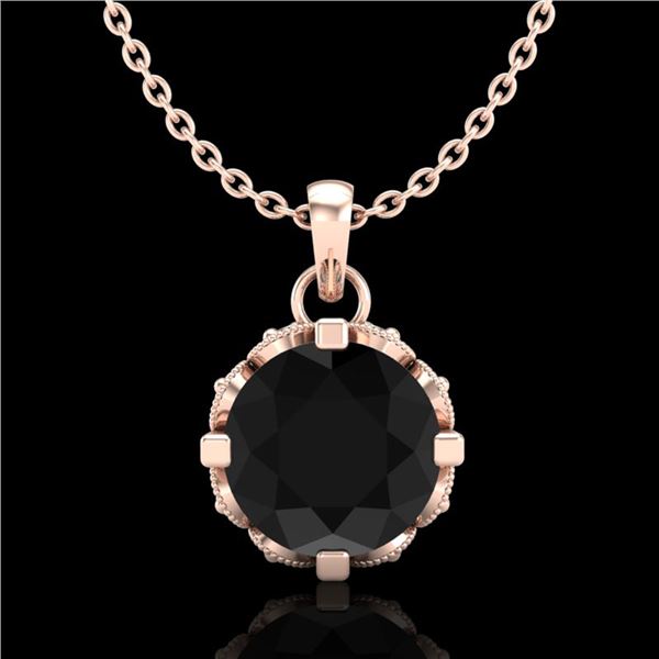 1.14 ctw Fancy Black Diamond Art Deco Stud Necklace 18k Rose Gold - REF-81X8A