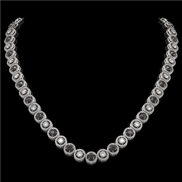 20.35 ctw Black & Diamond Micro Pave Necklace 18K White Gold - REF-1302N5F