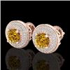 Image 1 : 2.35 ctw Intense Fancy Yellow Diamond Art Deco Earrings 18k Rose Gold - REF-327R3K
