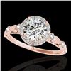 Image 1 : 1.25 ctw Certified Diamond Solitaire Halo Ring 10k Rose Gold - REF-177A3N