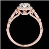 Image 2 : 1.25 ctw Certified Diamond Solitaire Halo Ring 10k Rose Gold - REF-177A3N