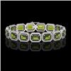 Image 1 : 36.51 ctw Tourmaline & Diamond Micro Pave Halo Bracelet 10k White Gold - REF-477N3F