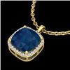 Image 1 : 6 ctw Sapphire & Micro Pave VS/SI Diamond Necklace 18k Yellow Gold - REF-85Y5X