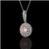 Image 1 : 3.92 ctw Morganite & Diamond Victorian Necklace 14K White Gold - REF-167Y5X