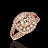 Image 1 : 2.29 ctw Certified Morganite & Diamond Victorian Ring 14K Rose Gold - REF-107W3H