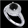 Image 1 : 1.7 ctw Fancy Black Diamond Engagment Art Deco Ring 18k White Gold - REF-143X6A