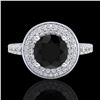 Image 2 : 1.7 ctw Fancy Black Diamond Engagment Art Deco Ring 18k White Gold - REF-143X6A