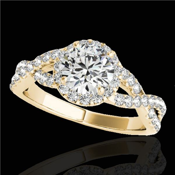 1.54 ctw Certified Diamond Solitaire Halo Ring 10k Yellow Gold - REF-204H5R