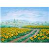 Image 1 : ORIG LG OIL PAINTING SUNFLOWER FIELD IN ITALY #1669110