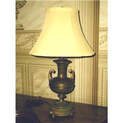 Onyx Bronze Lamp Urn C.1920 Double Light #1682509