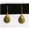 Image 1 : Estate Eastern Turquoise 18K Gold drop earrings#1683293