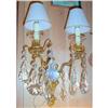 PAIR French bronze crystal wall sconces #1696706