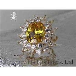 RHJ Beautiful Burnt Canary cubic zirconium Ring#1696788