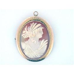Hand Carved Natural Shell Cameo 10k Yellow Gold#1696902