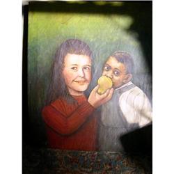 O/C Two Children Folk Art #1696904
