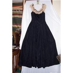 Vintage Victorian Black Tafeta Lace Dress #1696905