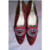 Antique Early Victorian Red Velvet Shoes #1696906
