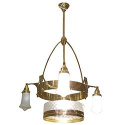 Vienna Secessionist Brass Electric Chandelier #1696946