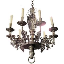 Antique Flemish Belgian Bronze Chandelier #1696953